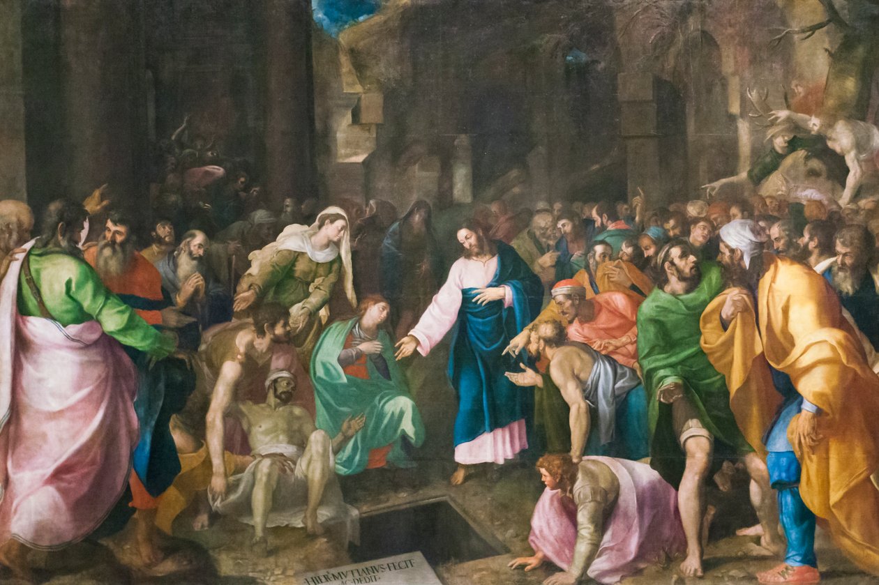 Vzkříšení Lazara, kolem roku 1555 (olej na plátně) od Girolamo Muziano