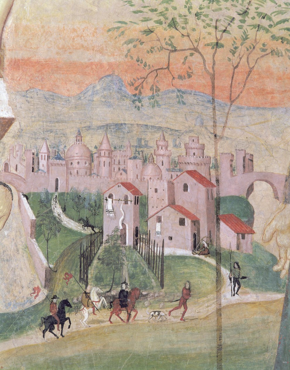 Pohled na město Prato, detail z Ukřižování, z Kapituly, 1509 od Girolamo Ristori