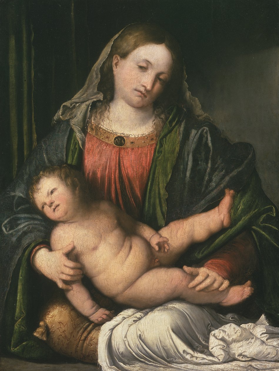 Madonna a dítě, kolem 1516-17 (olej na panelu) od Girolamo Romanino