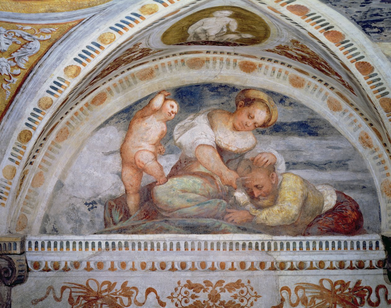 Samson a Dalila, luneta, 1531-32 od Girolamo Romanino