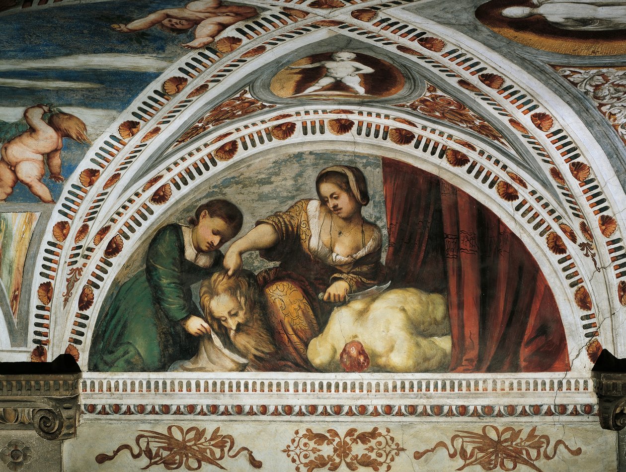 Příběh Judith a Holoferna, Detail fresek od Girolama Romanina (cca 1484-po 1559), na objednávku Bernarda Clesia od Girolamo Romanino