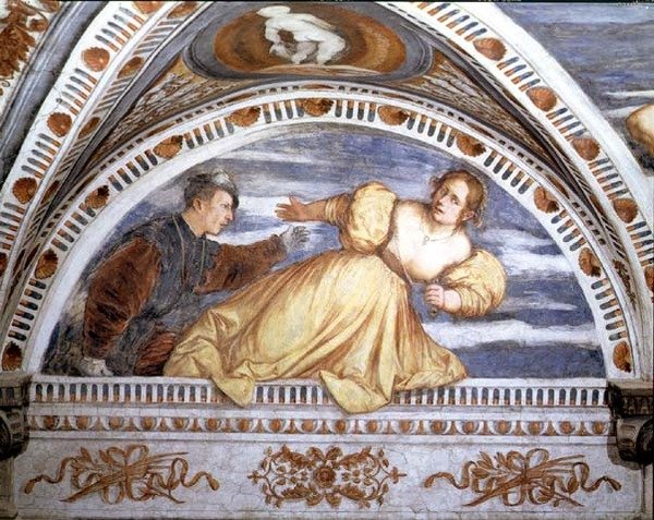 Tarquin a Lucretia, luneta od Girolamo Romanino