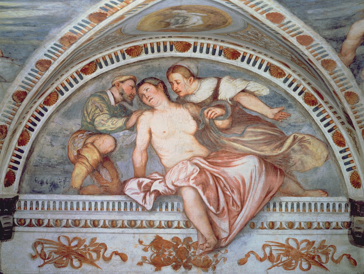 Smrt Kleopatry, luneta, 1531-32 od Girolamo Romanino