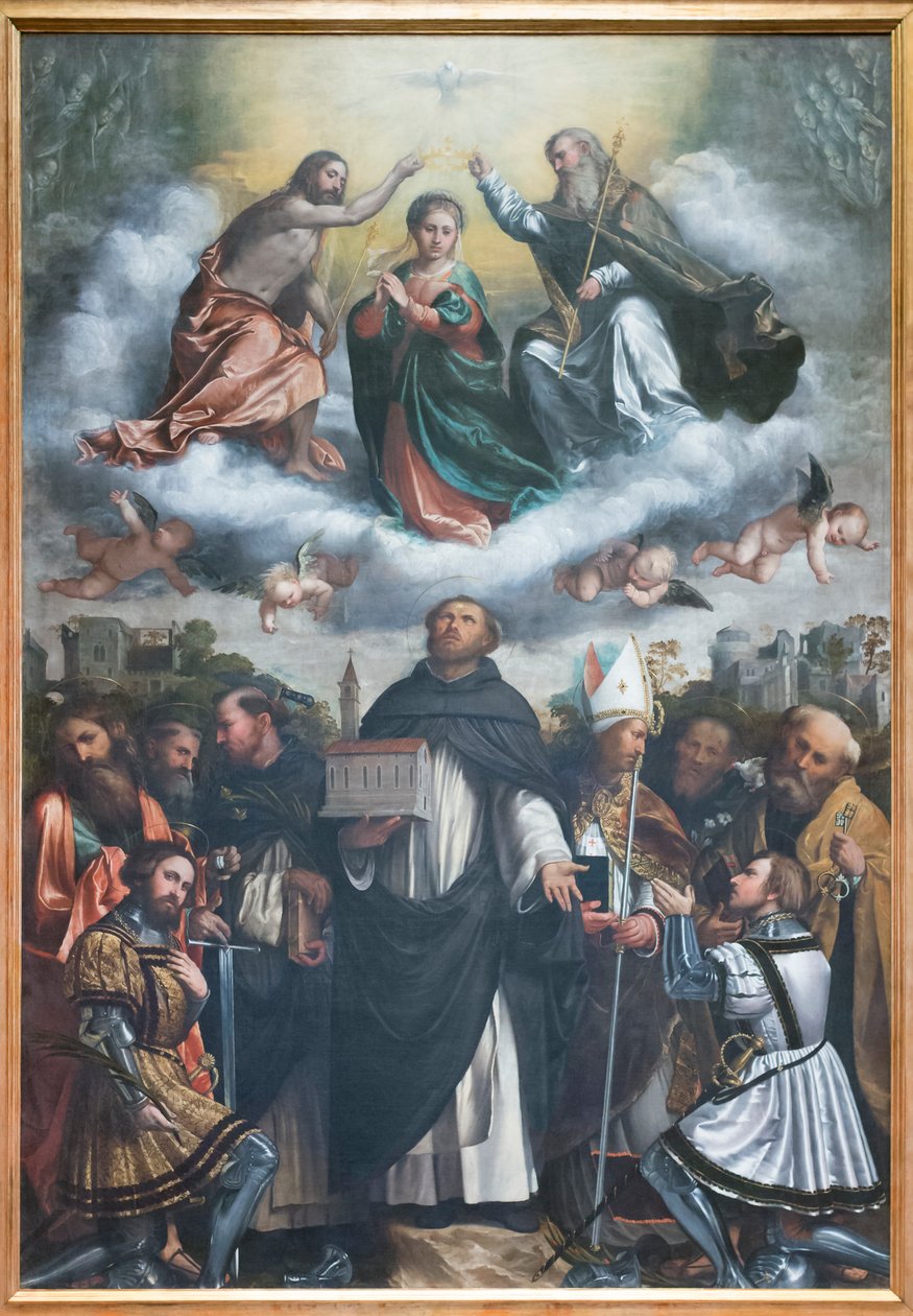 Korunovace Panny Marie a svatého Dominika od Girolamo Romanino