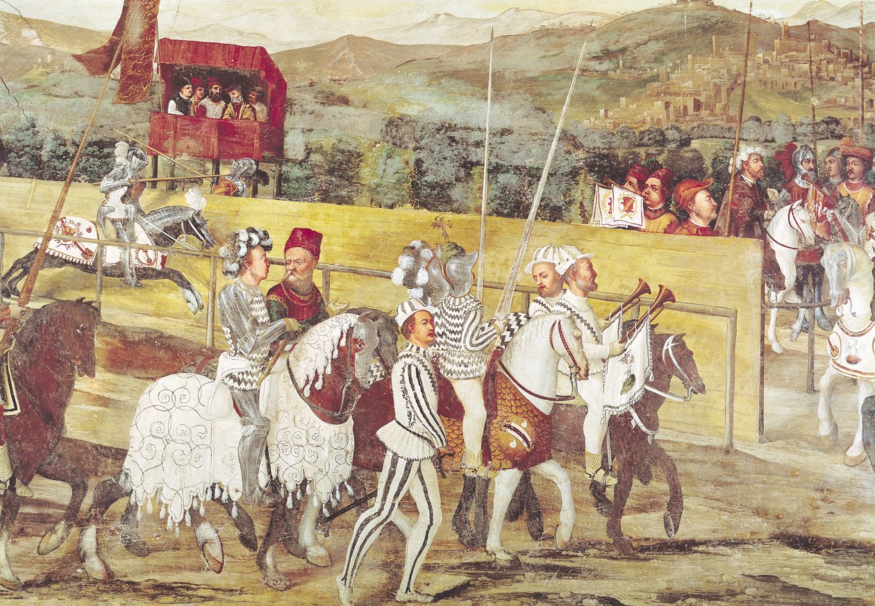 Turnaj na počest Kristiána I. Dánského v Castello di Malpaga v roce 1474, detail z pravé strany od Girolamo Romanino