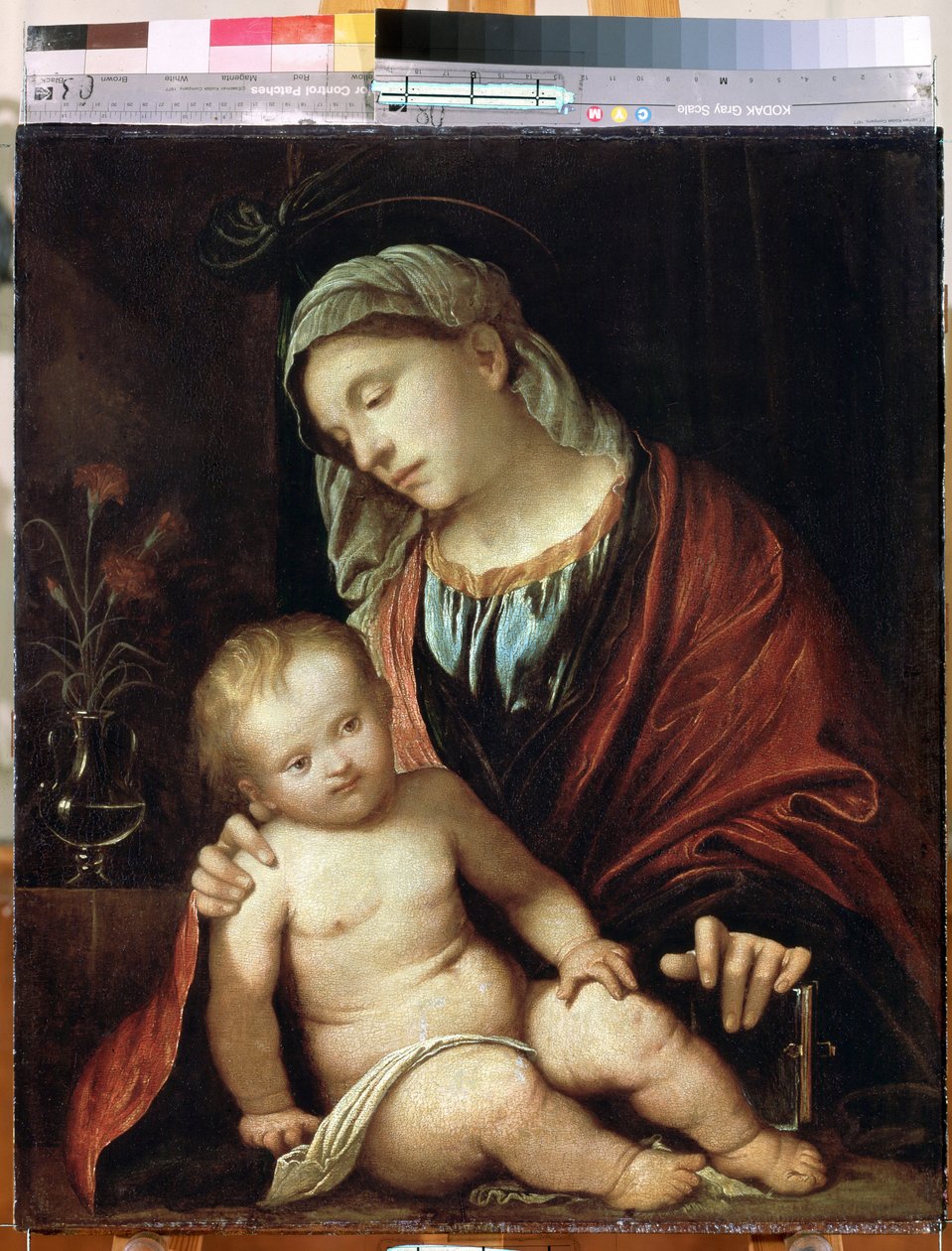 "Madonna a dítě"" obraz od Gerolama Romanina (1485/6-1566) Ermitážní muzeum kolem roku 1520, Petrohrad od Girolamo Romanino