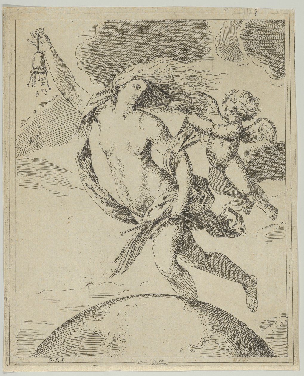 Štěstí letí nad zeměkoulí..., ca. 1660-80. od Girolamo Scarsello