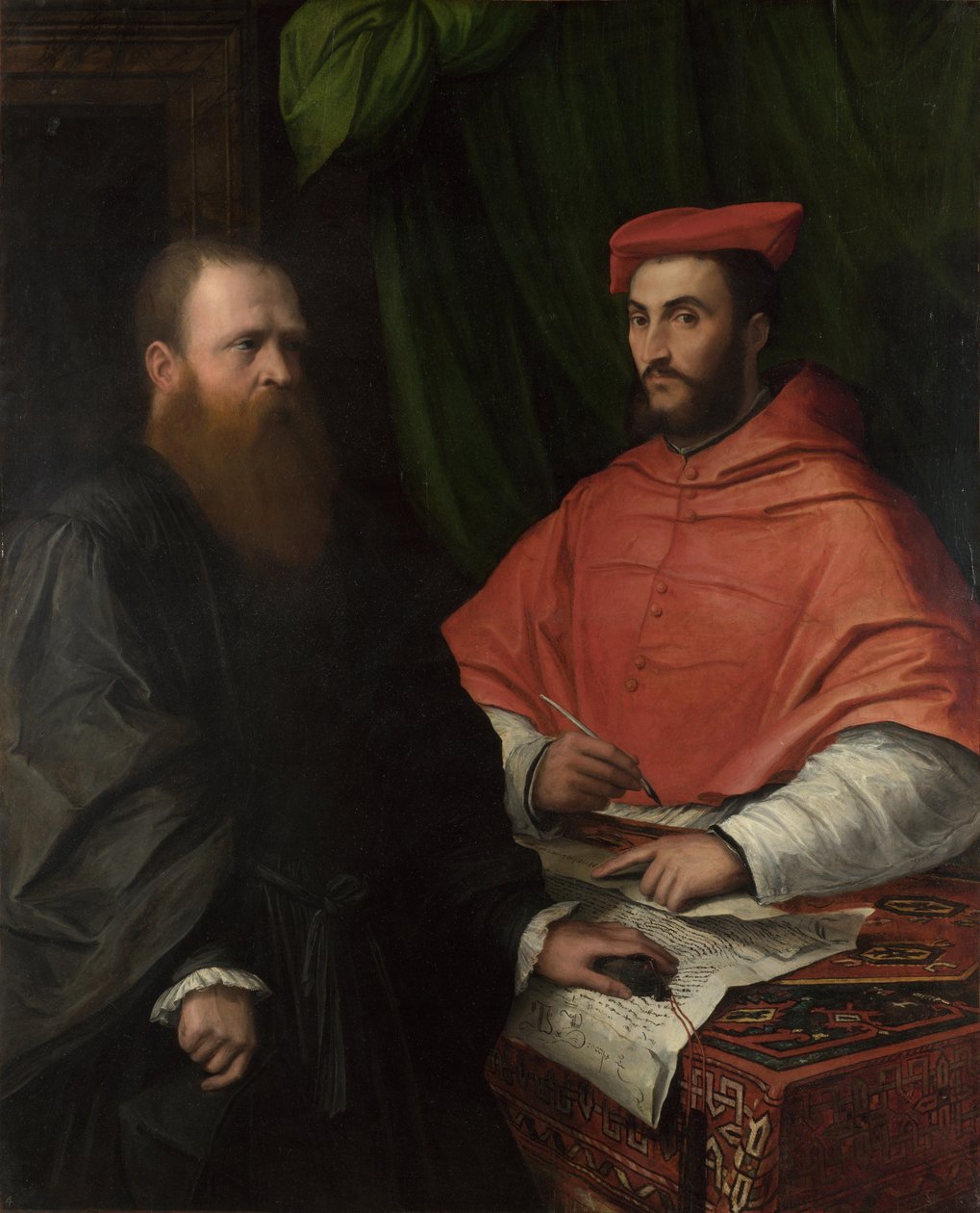 Kardinál Ippolito de Medici a Monsignor Mario Bracci, po roce 1532 od Girolamo da Carpi