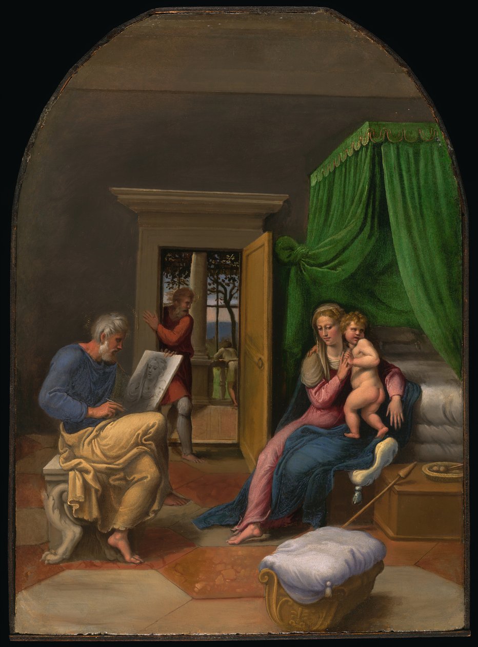 Svatý Lukáš Kresba Panny Marie a Ježíška, c. 1535. od Girolamo da Carpi