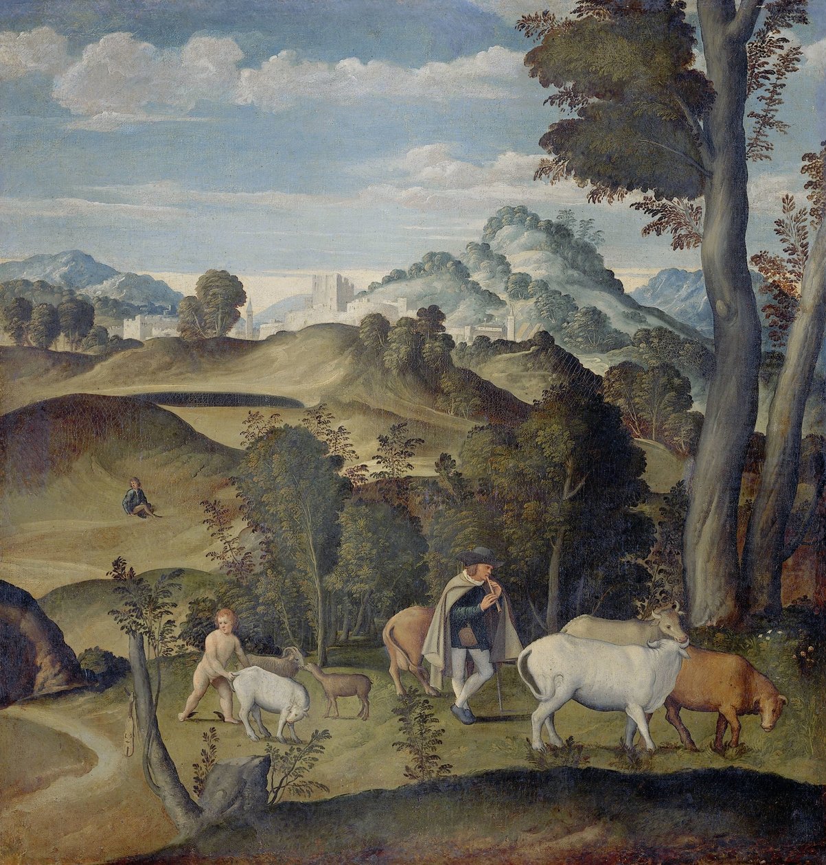 Mladý Merkur krade dobytek Apollónovu stádu od Girolamo da Santacroce (ca.1480 1556) (attributed to)