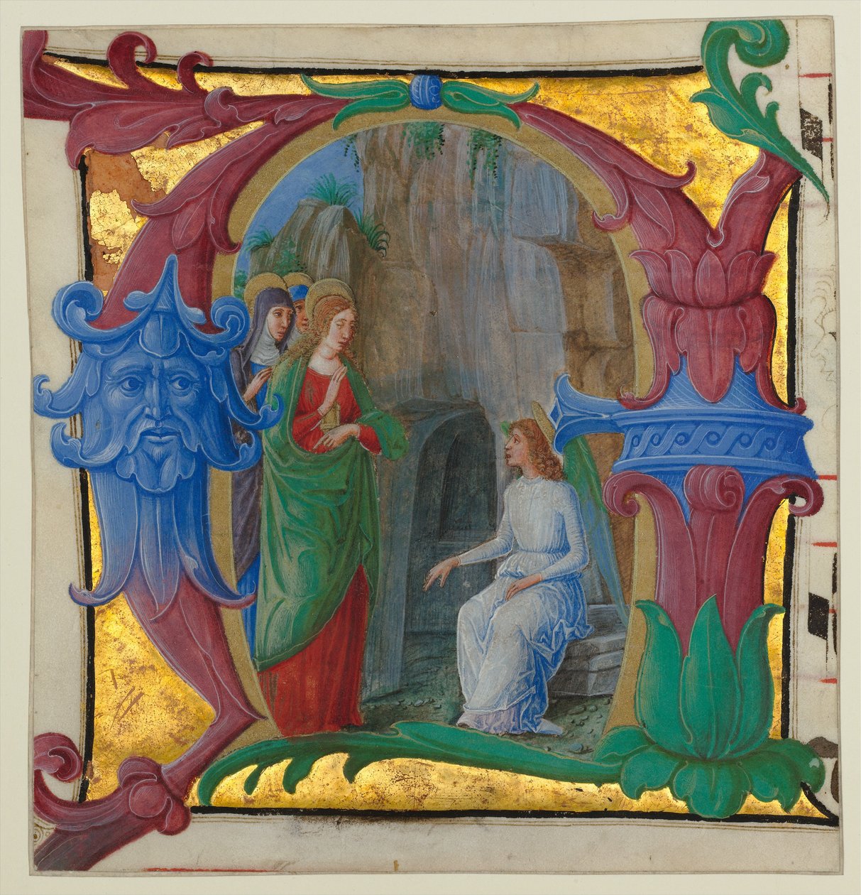 Iluminace rukopisu se Svatými ženami u hrobu v iniciále A..., ca. 1490-1500. od Girolamo dai Libri