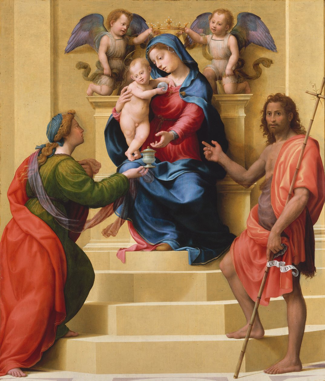 Madona s dítětem na trůnu se svatými Marií Magdalenou a Janem Křtitelem, kolem roku 1523 (olej na dřevě) od Giuliano Bugiardini