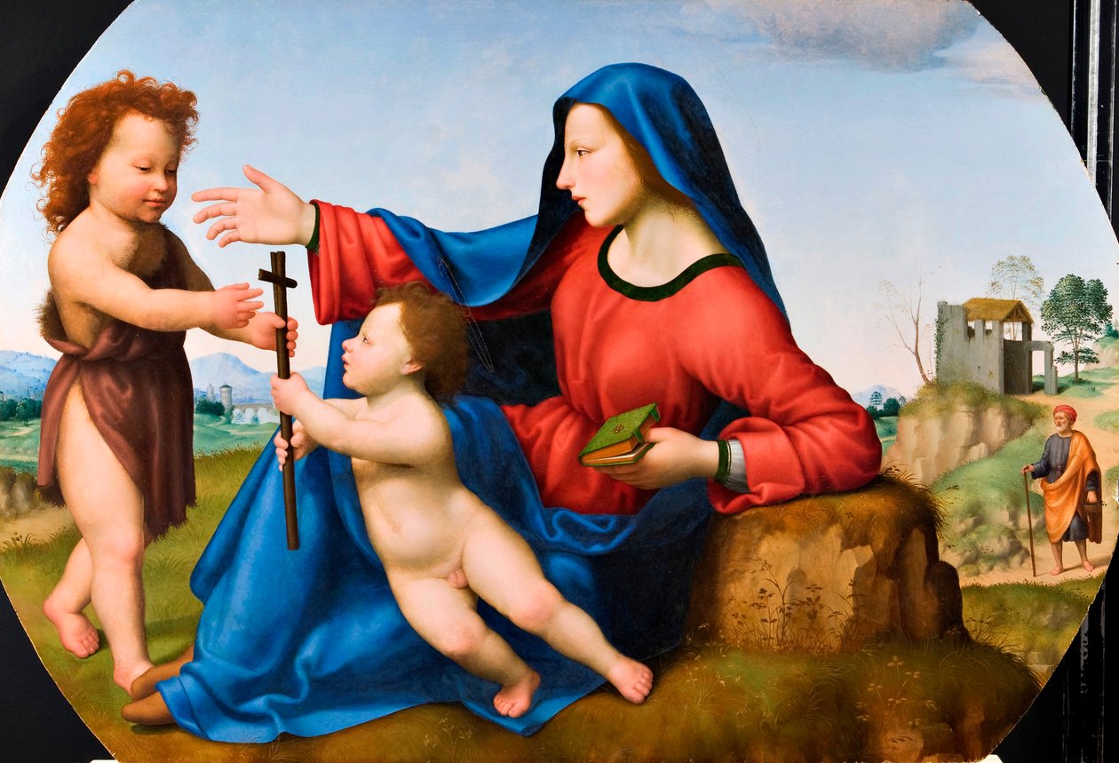 Madona s dítětem s mladým Janem Křtitelem. od Giuliano Bugiardini