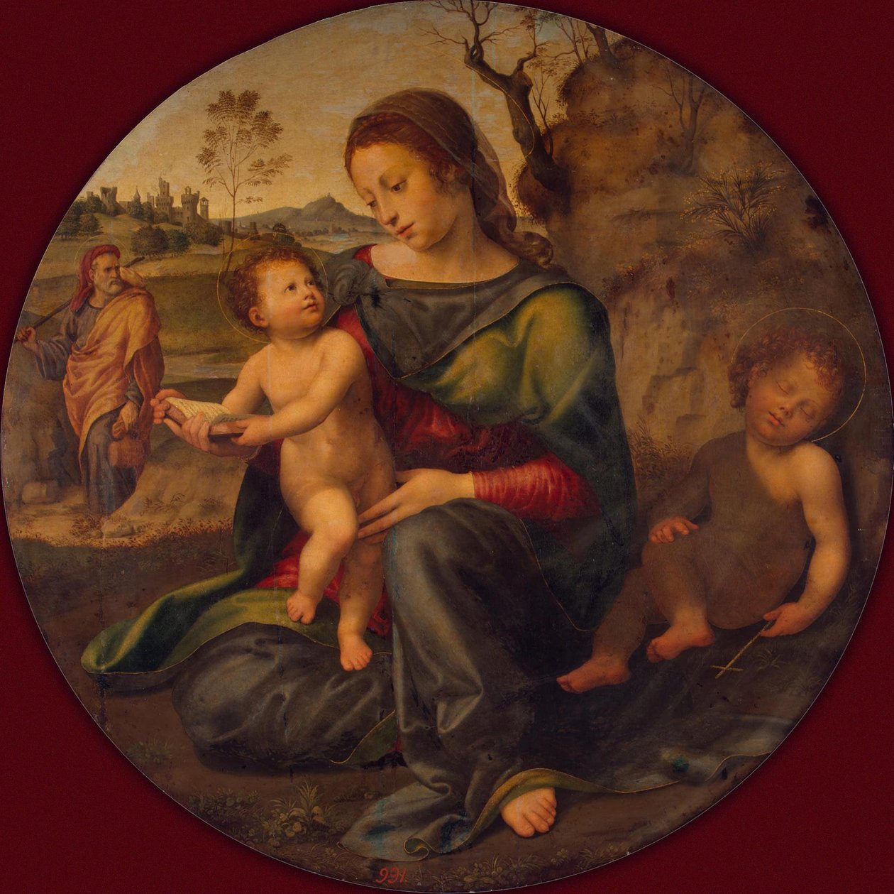 Svatá rodina s mladým Janem Křtitelem, c. 1520 od Giuliano Bugiardini