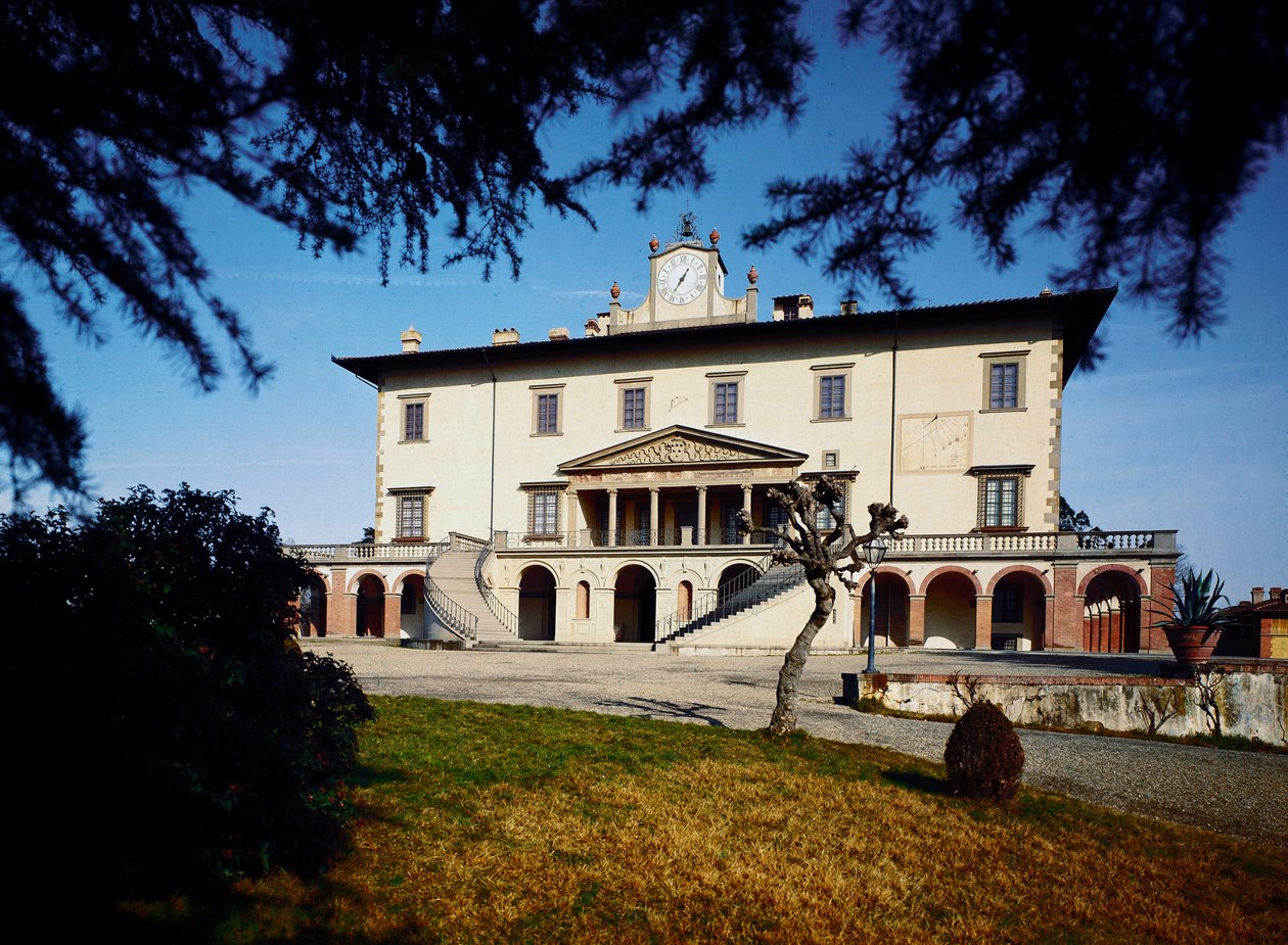 Villa Medicis (Villa Medicea); Pohled na Villa Ambra a Poggio a Caiano - Pohled na Villa Ambra a Poggio a Caiano od Giuliano Giamberti da Sangallo