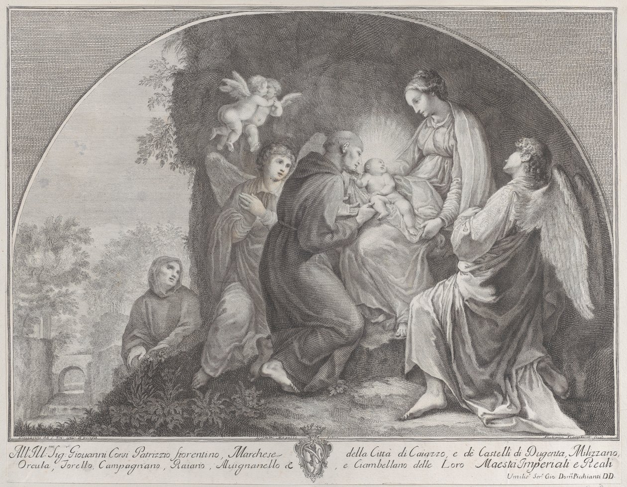 Klanění Kristu svatým Františkem, 1723-59. od Giuliano Giampiccoli