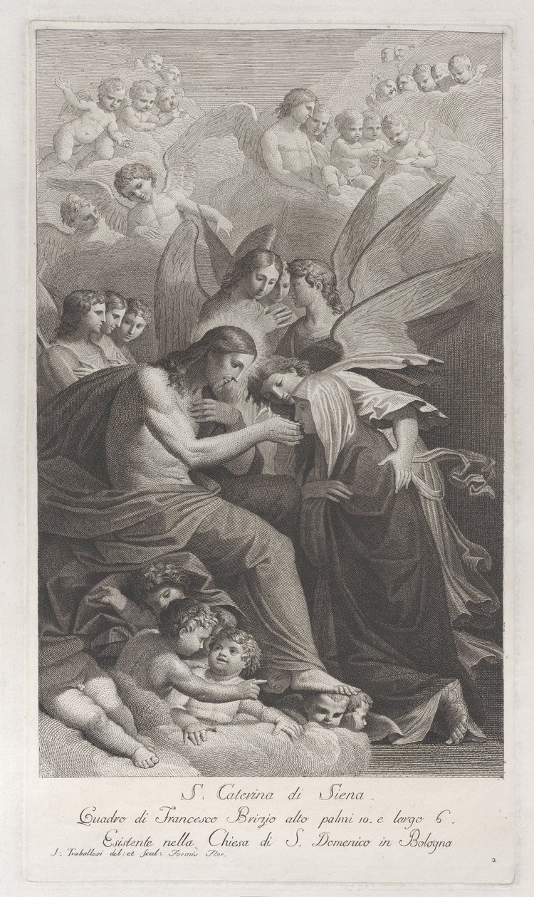 Kristus dává posvátnou hostii klečící svaté Kateřině Sienské..., 1750-1812. od Giuliano Traballesi
