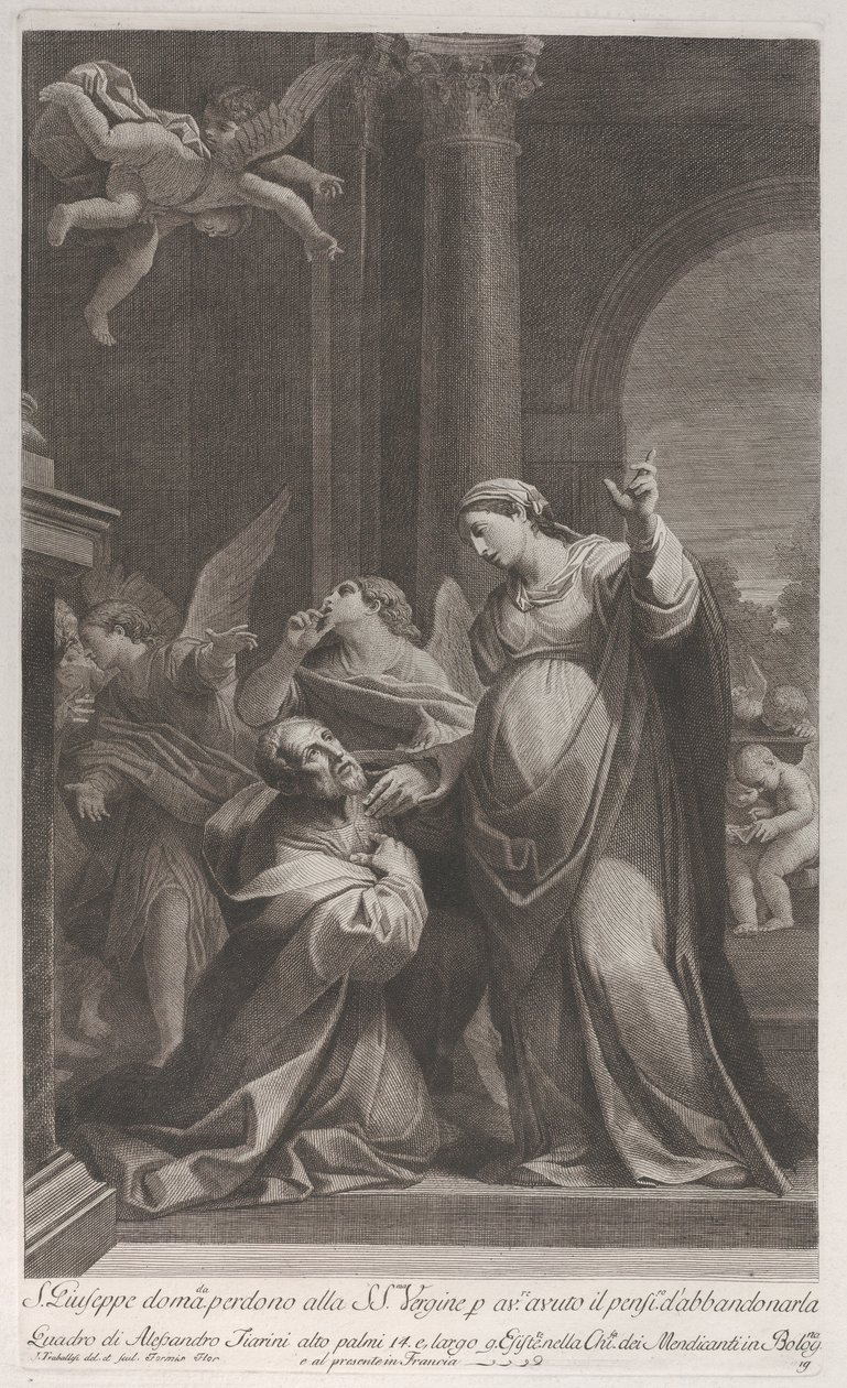Svatý Josef prosí Pannu o odpuštění za to, že pomýšlel na její opuštění..., 1760-1800. od Giuliano Traballesi