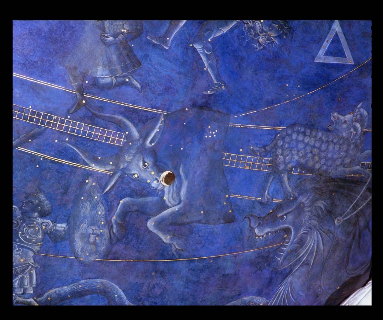 Cesta Slunce mezi hvězdami v noci 4. července 1442, detail Býka, z podhledu nad oltářem, kolem 1430 (detail 85088) od Giuliano dArrighi Pesello