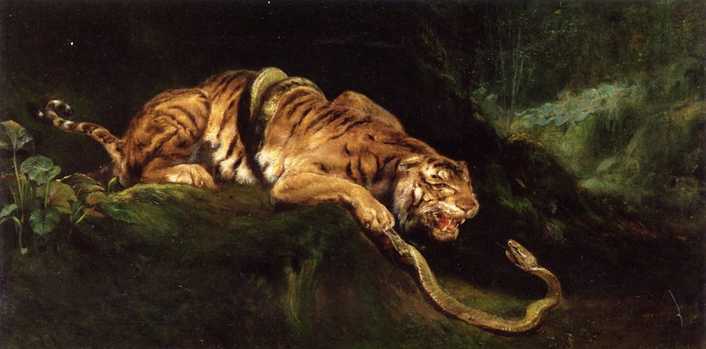 Tygr bojující s hadem od Giulio Aristide Sartorio