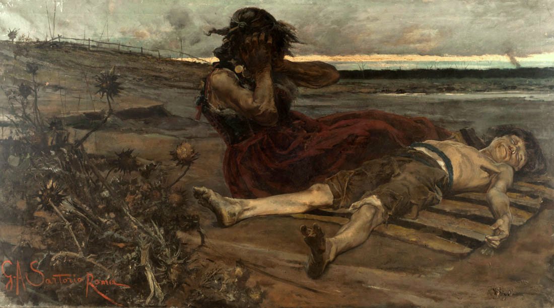 Malárie od Giulio Aristide Sartorio