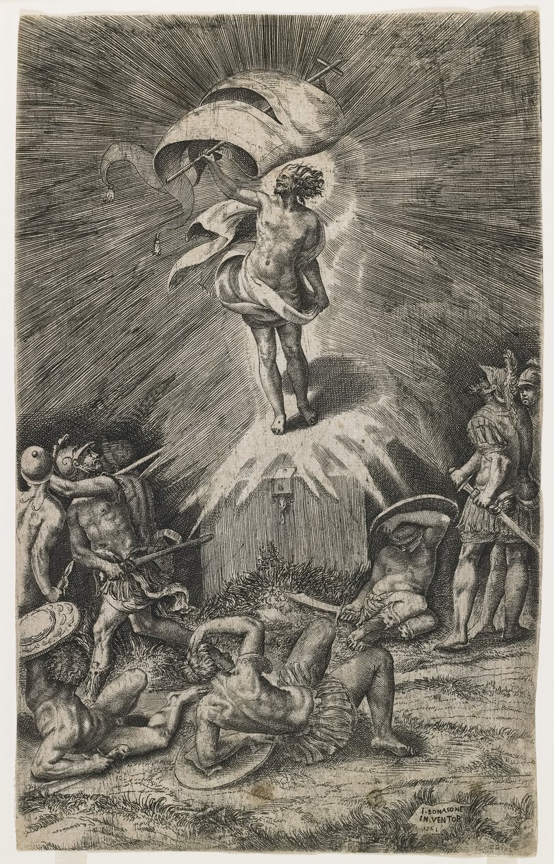 Vzkříšení, 1561 od Giulio Bonasone