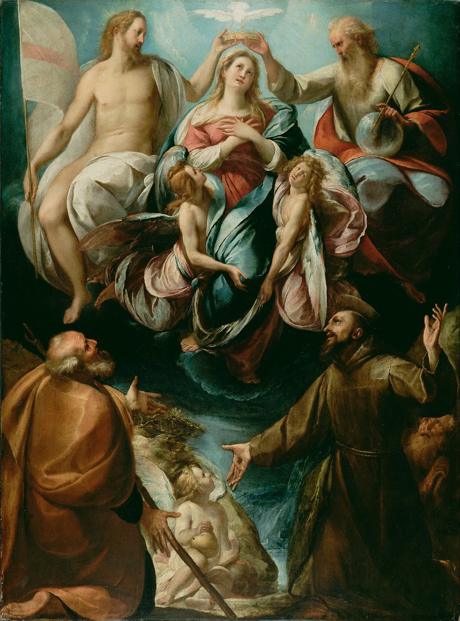 Korunovace Panny Marie se svatými Josefem a Františkem z Assisi od Giulio Cesare Procaccini
