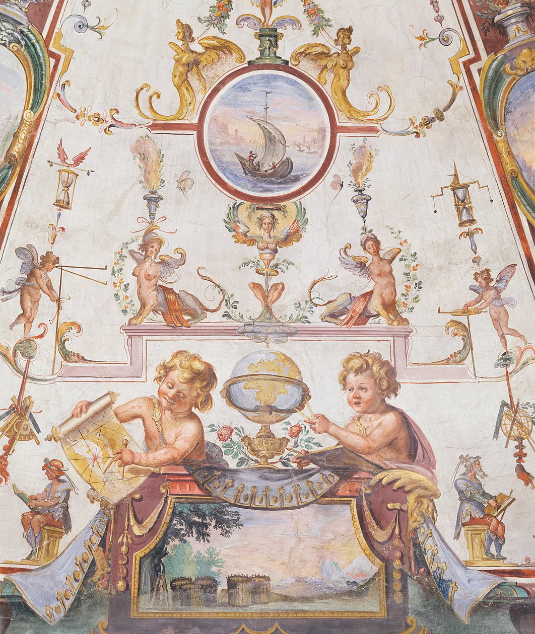 Stropní panel ze Stanzino delle Matematiche (freska s temperou) (viz 254071-254073) od Giulio Parigi