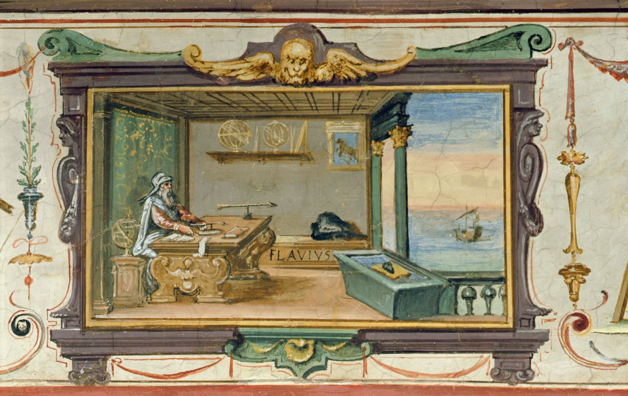 Flavio Gioia z Amalfi, vynálezce kompasu, Stanza della Mattematica, 1587-1609 od Giulio Parigi