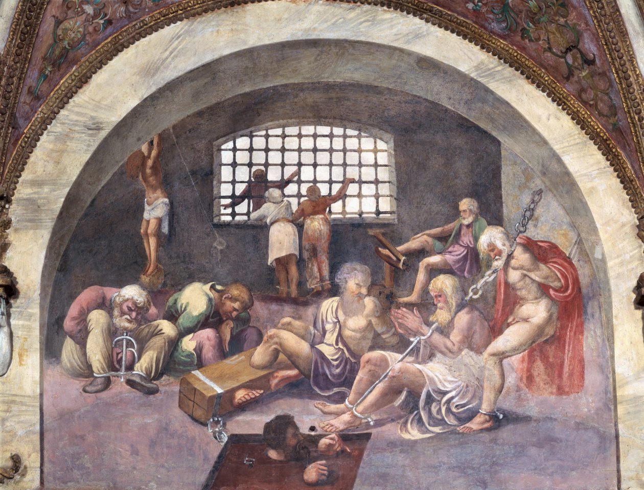 Scéna ukazující, že ti, kdo se narodili ve znamení Střelce ve spojení se zapadajícím souhvězdím Arktura, budou vedeni ke spáchání těžkých zločinů, symbolizovaných spoutanými vězni, z Cam od Giulio Romano