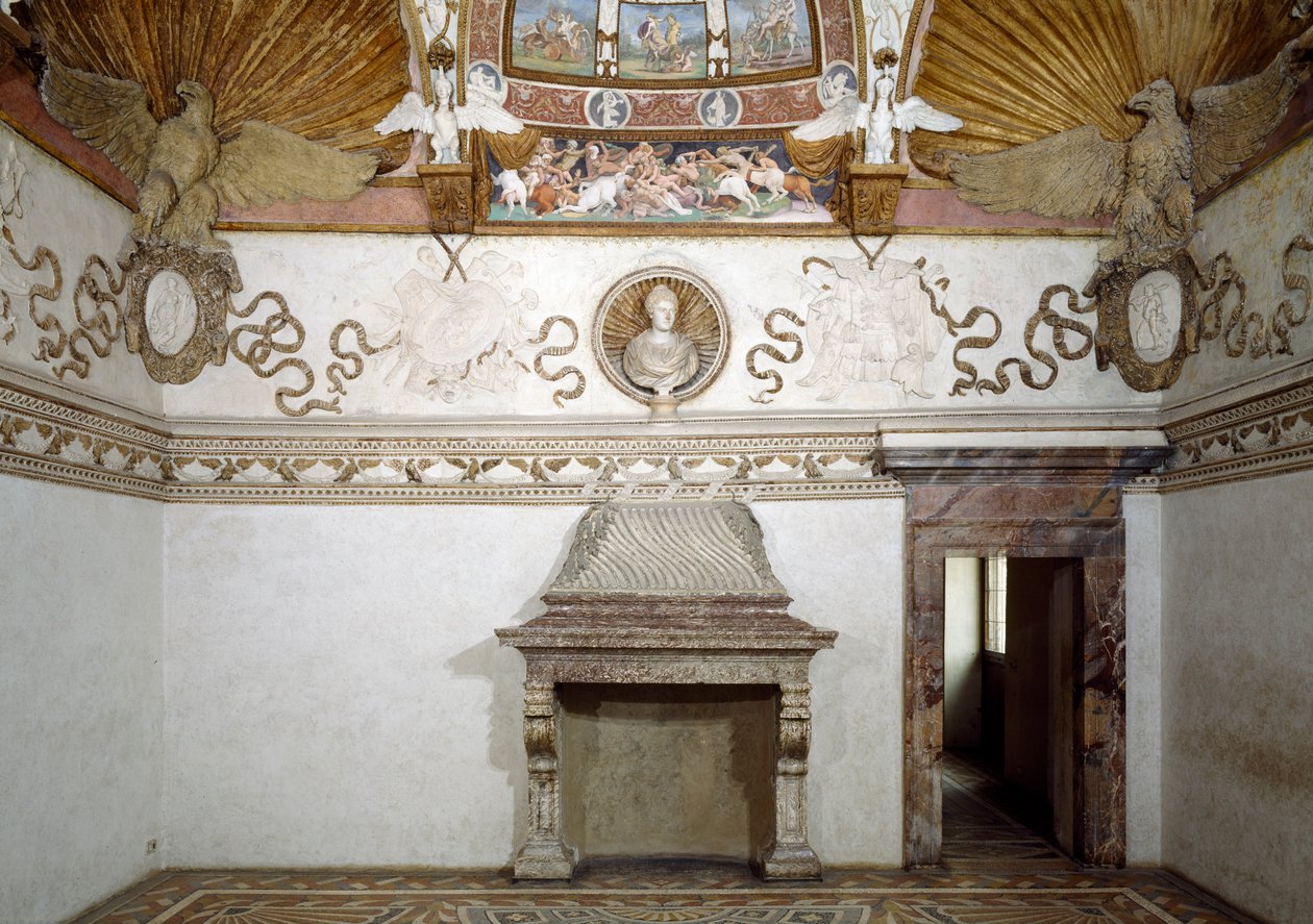 Pohled na Camera delle Aquile, 1528 od Giulio Romano