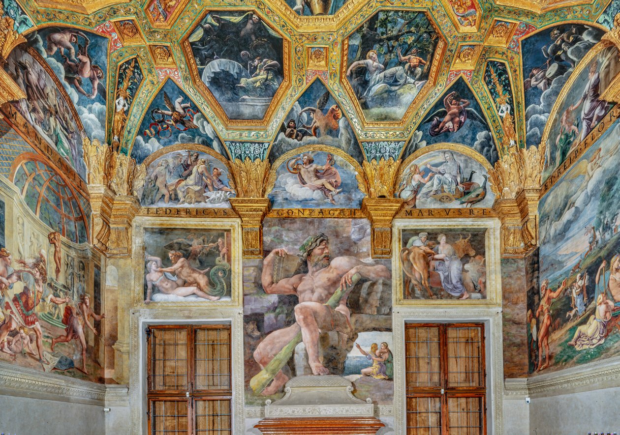 Pokoj Psiche: pohled na východní stěnu (freska) od Giulio (workshop of) Romano
