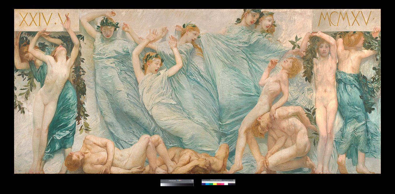 Diptych: Risveglio Obraz Giulia Aristida Sartoria (1860-1932) 1906 Dim 180,5 x 398,5 cm Soukromá sbírka (Diptych, obraz Giulia Aristida Sartoria Soukromá sbírka) od Giulio Aristide Sartorio