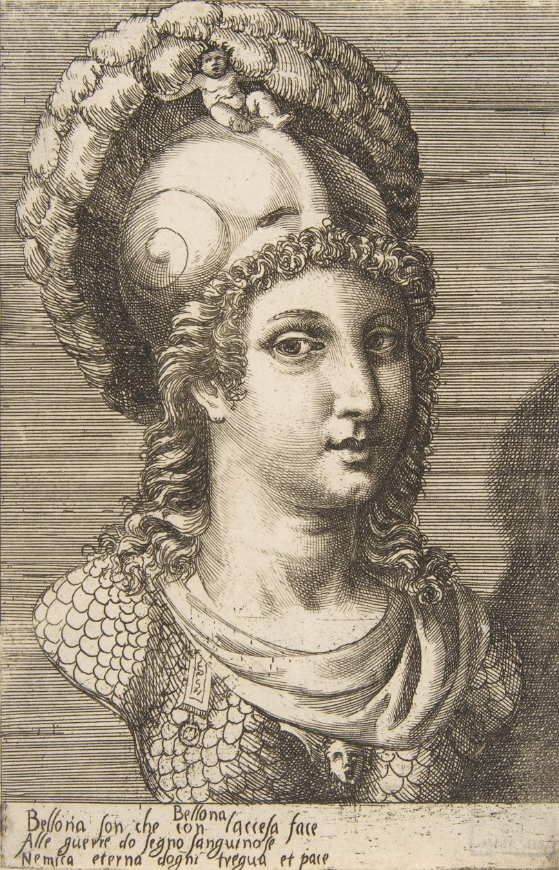 Busta Bellony, ca. 1531-76. od Giulio Bonasone