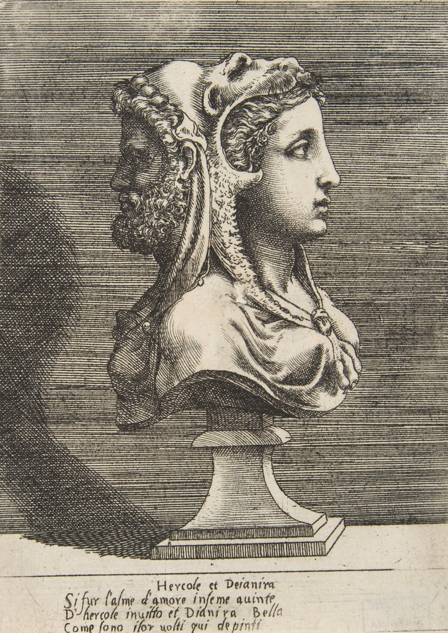 Busta Herkula a Dejanira, ca. 1531-76. od Giulio Bonasone