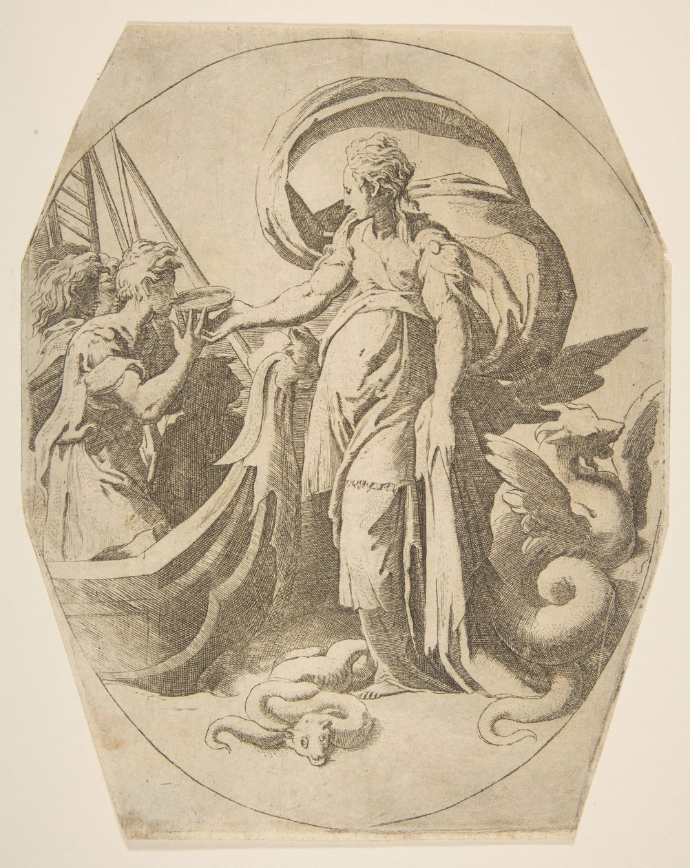 Circe a společníci Ulysses, 16. století. od Giulio Bonasone