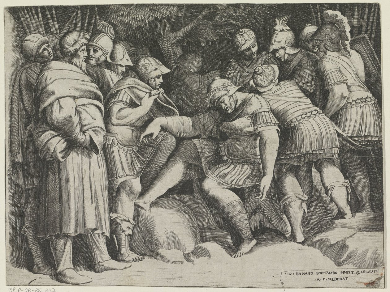 Zraněný Scipio od Giulio Bonasone