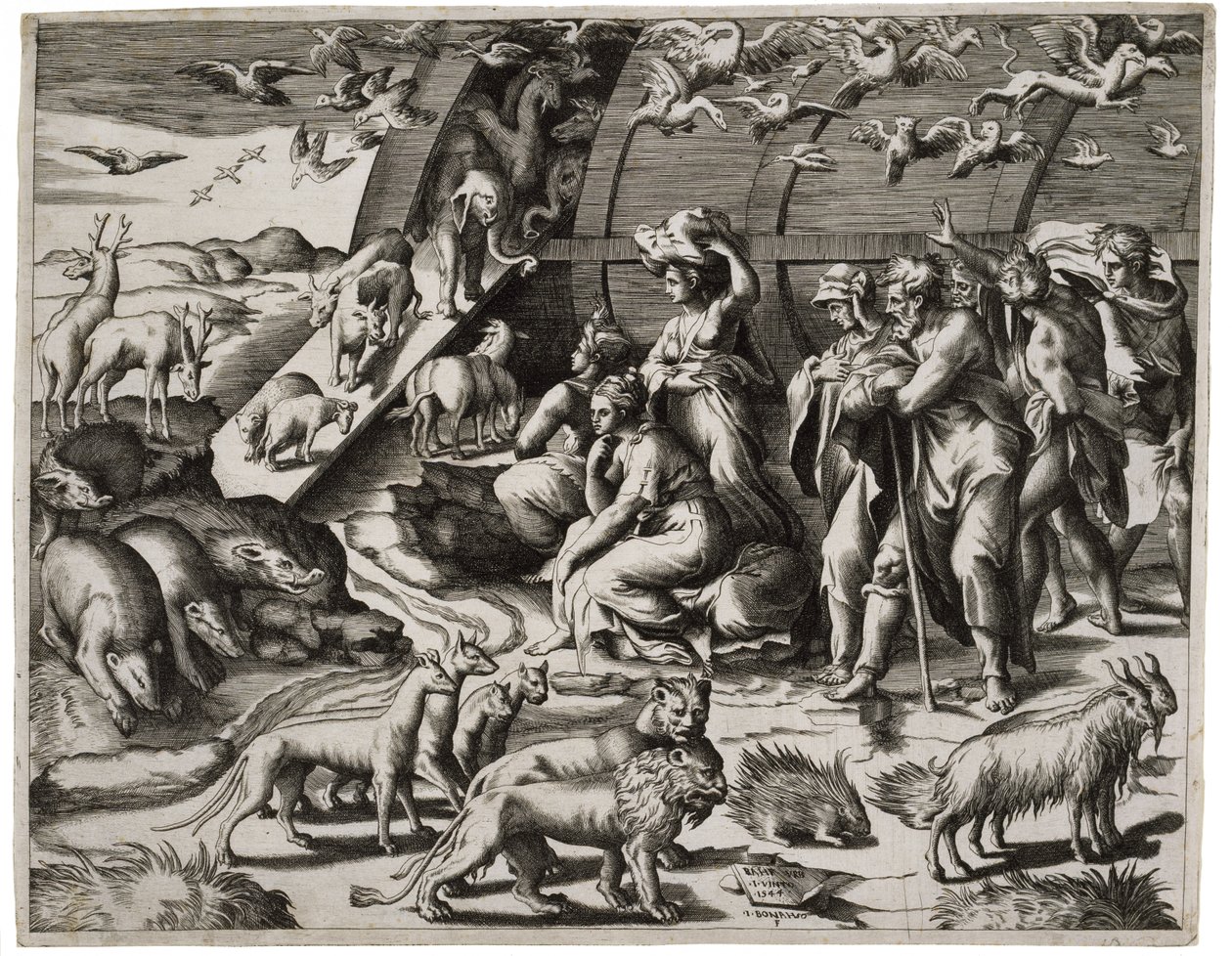 Noe odcházející z archy, 1544 od Giulio Bonasone