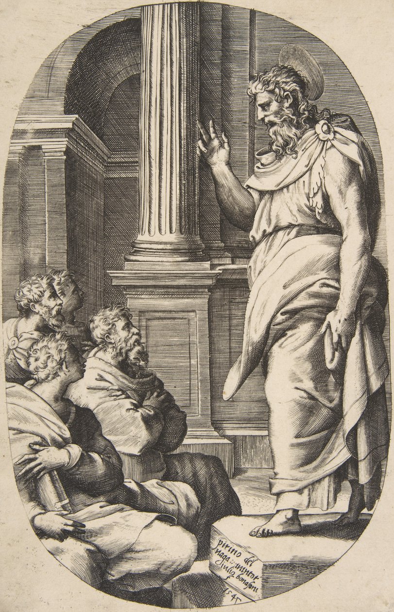 Saint Paul Preaching, oválná kompozice, 1547. od Giulio Bonasone