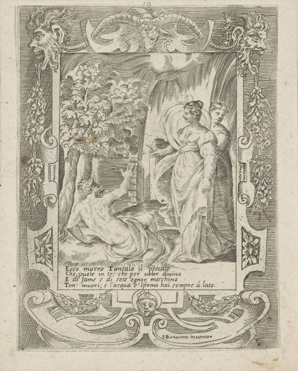 Tantalus mluví s Dianou Láska, hněv a žárlivost Juno (název série) Amori sdegni et gielosie di Giunone (název série) od Giulio Bonasone