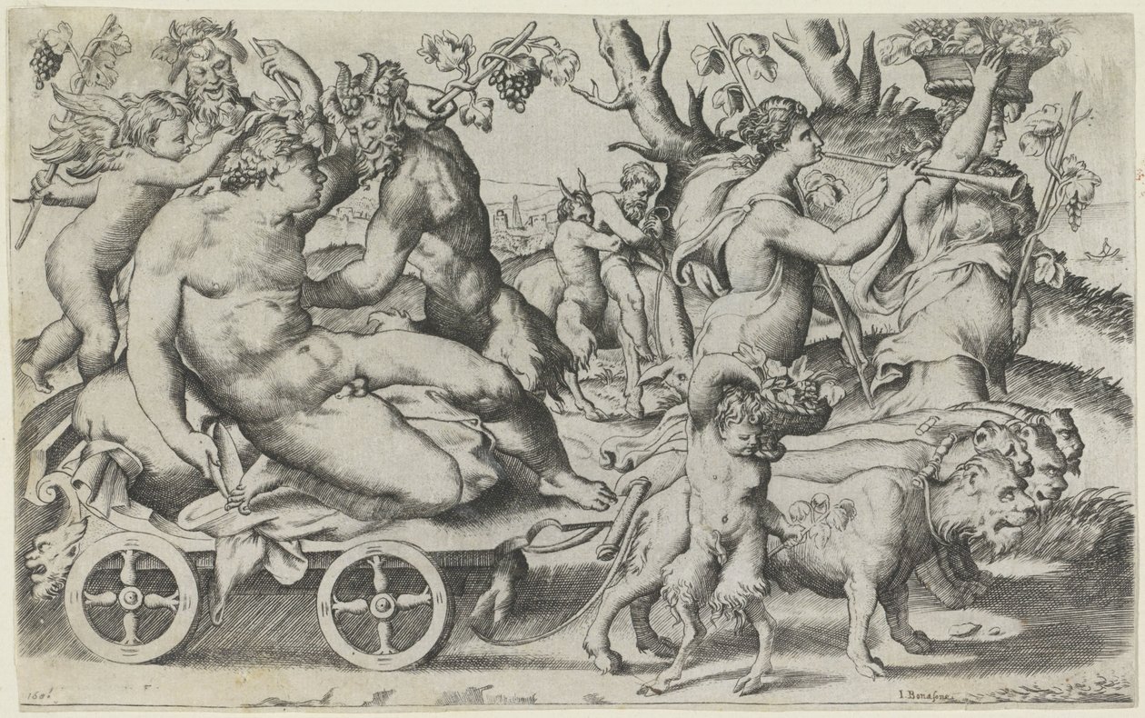 Triomf van Bacchus od Giulio Bonasone