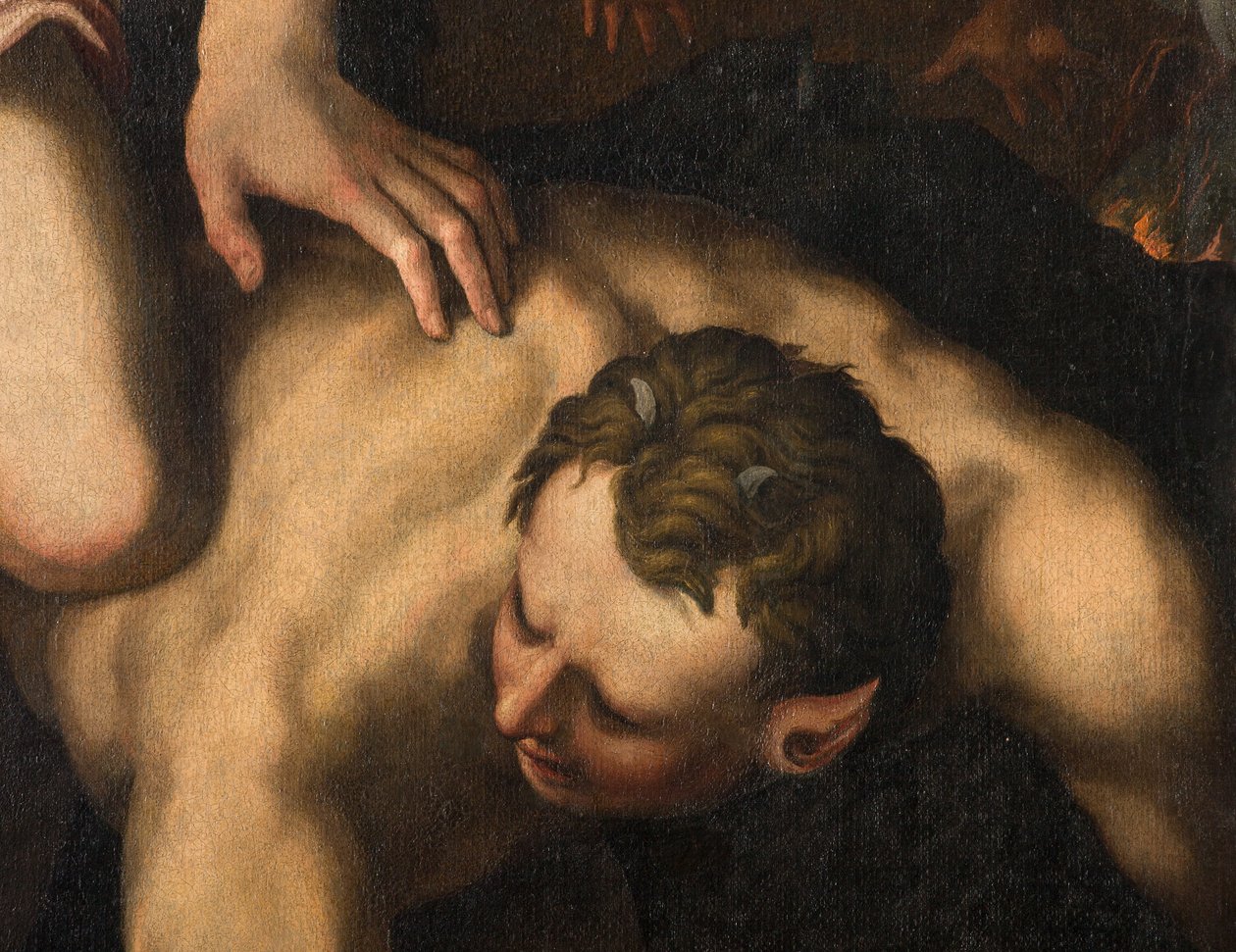 Severní transept, Oltář svatého Michaela Archanděla, Archanděl Michael zabíjí zlého, Giulio Campi 1566, Detail od Giulio Campi