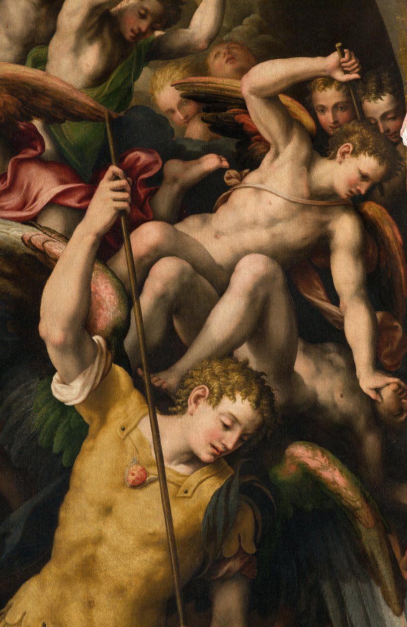Severní transept, Oltář svatého Michaela Archanděla, Archanděl Michael zabíjí zlého, Giulio Campi 1566, Detail od Giulio Campi