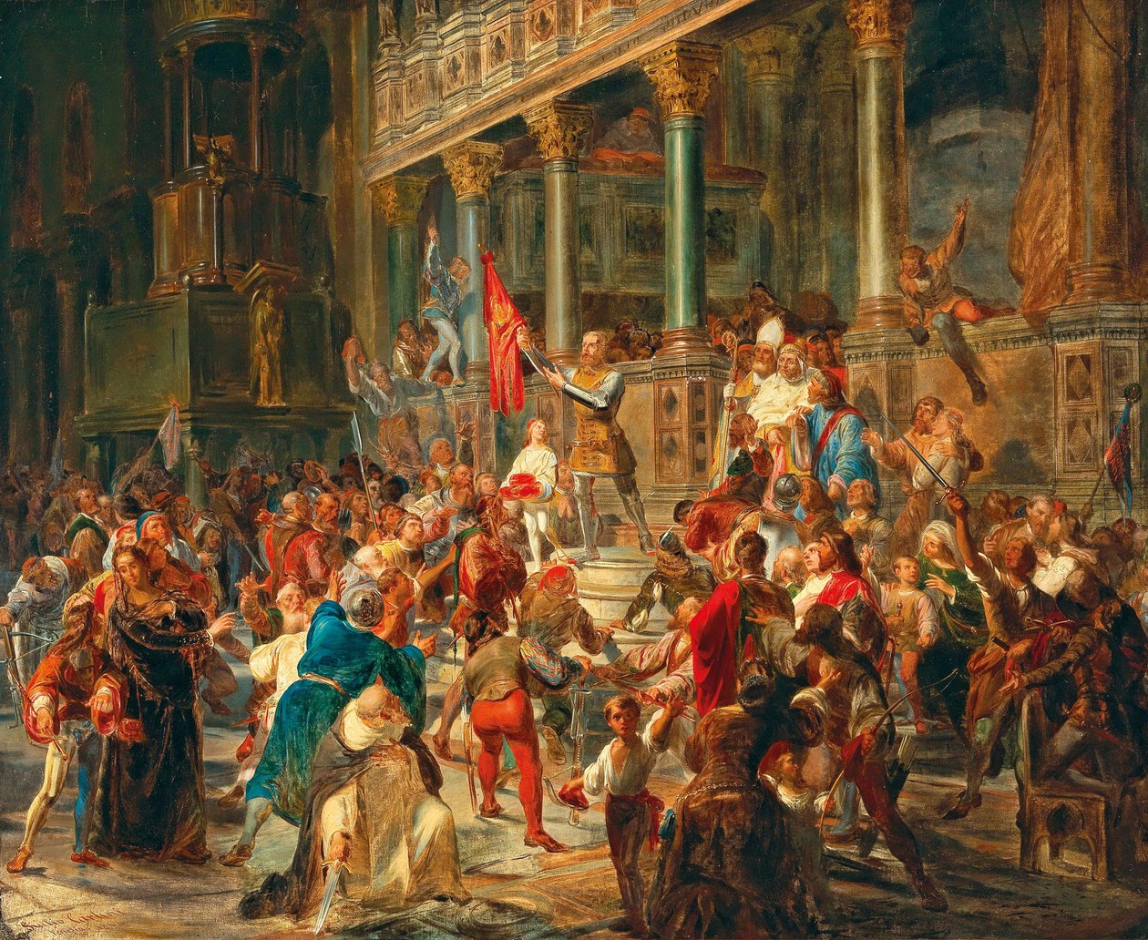 Shromáždění vojáků Viva Messer Vittore Pisani!, 1864. od Giulio Carlini
