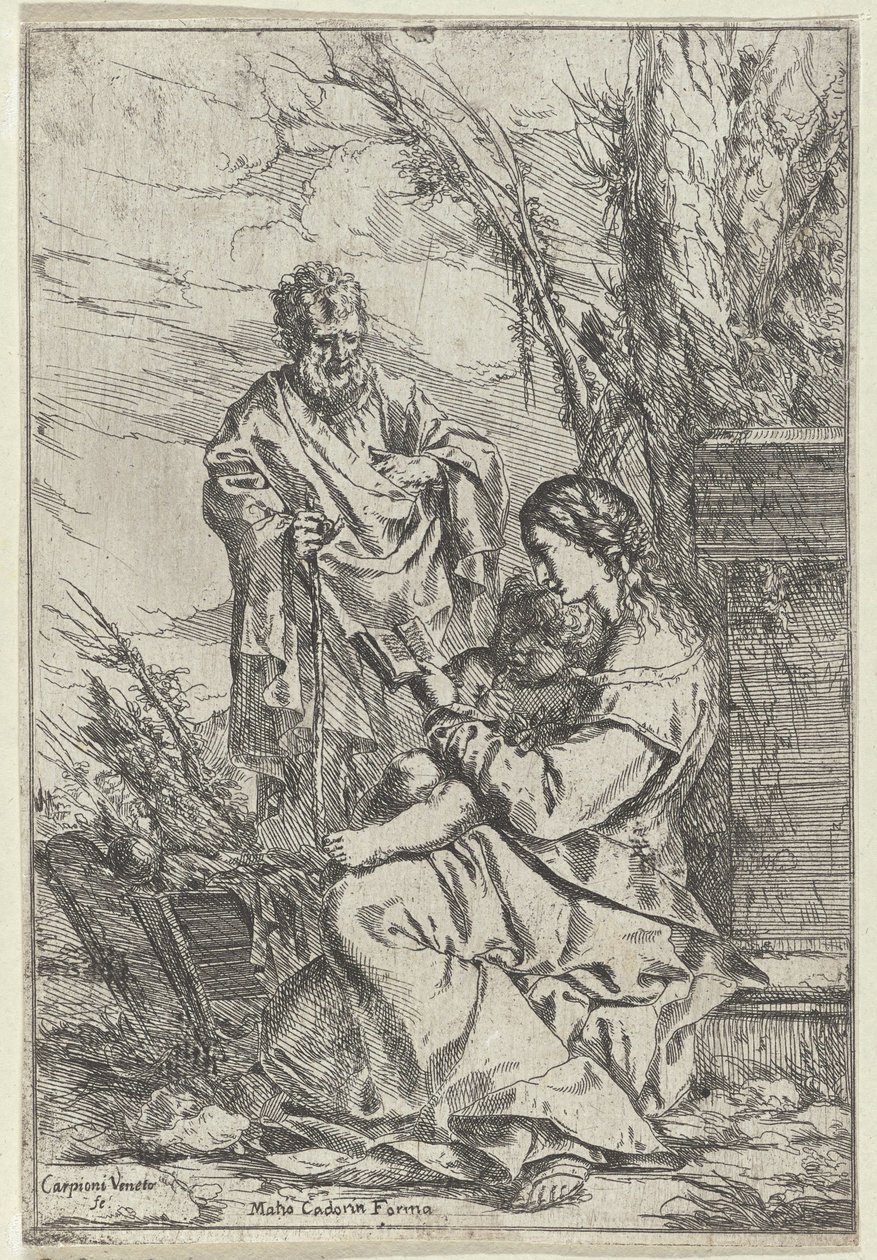 Svatá rodina čtení s Marií od Giulio Carpioni (I)