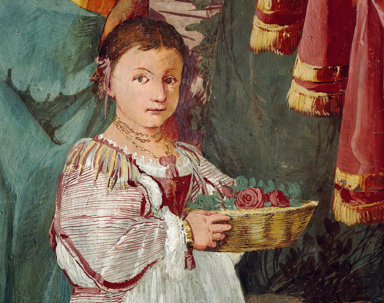 Nymph Amaryllis korunovaná vítězem soutěže o polibek, freska Giulio Carpioni, inspirovaná pastorační hrou Věrný pastýř, od Giovanniho Battisty Guariniho (1538-1612), Villa Caldogno (Seznam světového dědictví UNESCO od Giulio Carpioni