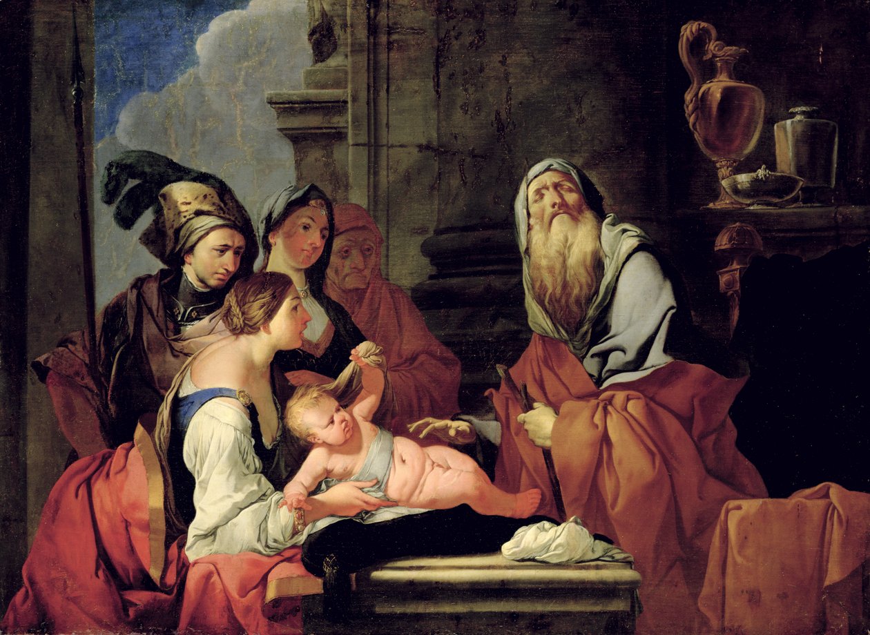Slepý prorok Tiresias s dítětem narcisem, po roce 1666 od Giulio Carpioni