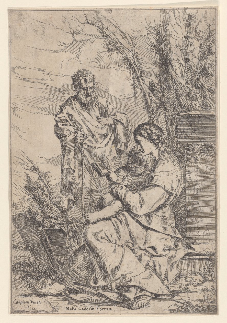 Svatá rodina s Pannou při čtení knihy, 1640-60. od Giulio Carpioni