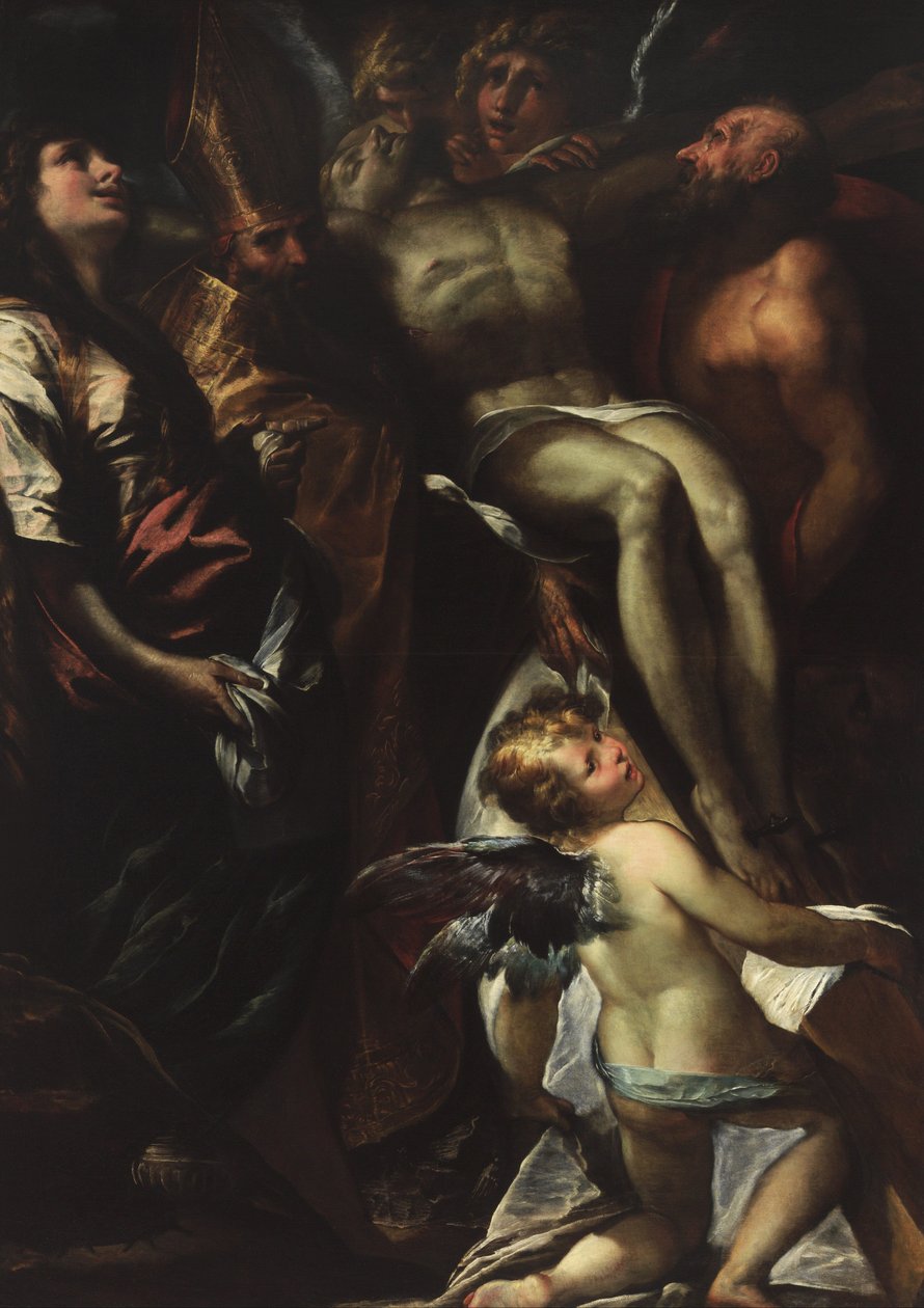 Sestup z kříže se svatými Marií Magdalenou, Augustinem, Jeronýmem a anděly, c. 1618 od Giulio Cesare Procaccini