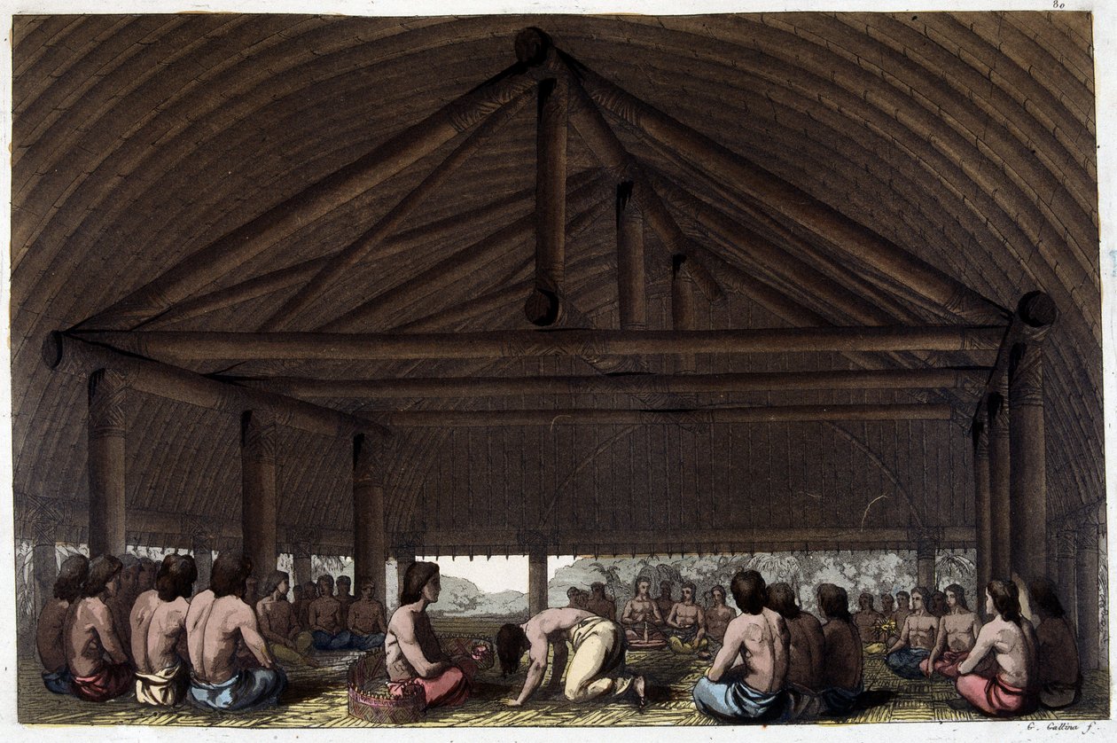 Na ostrově Přátel (Tonga) pije král Pulaho Kavu - ve „Starém a moderním kostýmu““ od Dr. Julese Ferraria, ed. Milán od Giulio Ferrario
